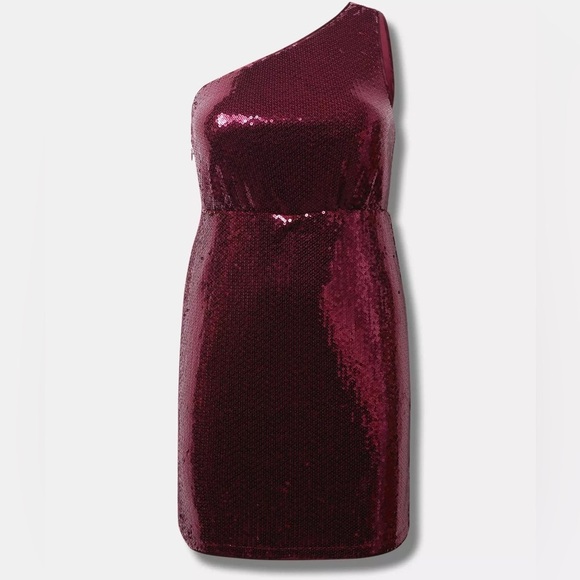 TORRID Mini Stretch Sequin Shirred One Shoulder Dress - Picture 4 of 4